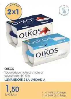Supermercados Plaza Oikos - yogur griego natural y natural azucarado oferta