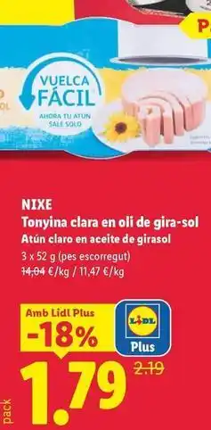 Lidl Nixe - tonyina clara en oli de gira-sol oferta