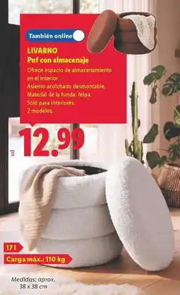 Lidl Livarno - puf con almacenaje oferta