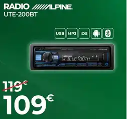Feu Vert Alpine radio UTE-200BT oferta