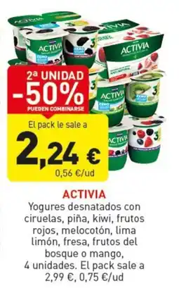 Hiperber Activia yogures desnatados oferta