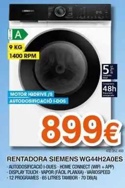 Expert Rentadora Siemens Wg44h2a0es oferta