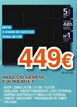 Expert Inducción Siemens Eu63Kjb5E T oferta