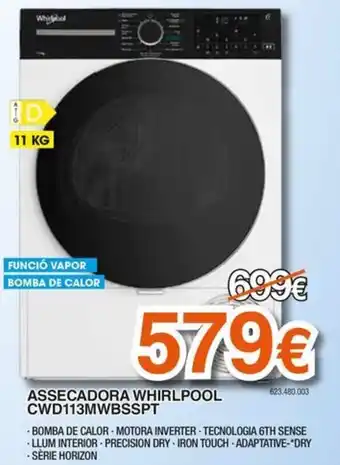 Whirlpool assecadora cwd113mwbsspt
