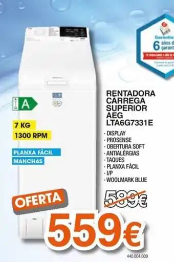 Aeg rentadora carrega superior lta6g7331e