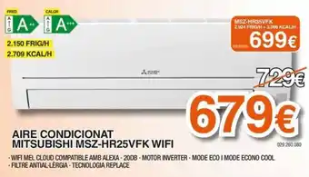 Mitsubishi aire condicionat msz-hr25vfk wifi