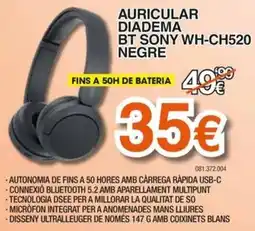 Expert Sony auricular diadema bt wh-ch520 negre oferta