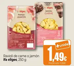 Unide Market ifa eliges ravioli carne o jamón oferta