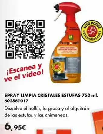 Spray limpia cristales estufas