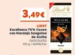 Hiperber Lindt Excellence 70% Cacao con Naranja Sanguina de Sicilla oferta