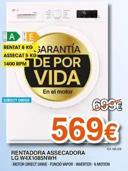 Expert LG rentadora assecadora lg w4x1085nwh oferta