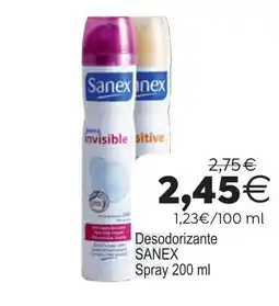 Plenus Supermercados Sanex Desodorizante Spray oferta