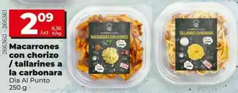 Dia Macarrones con chorizo / tallarines a la carbonara dia al punto 250g oferta