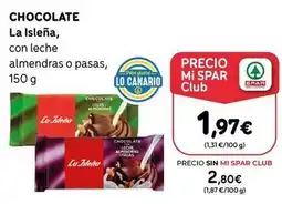SPAR Gran Canaria La isleña - chocolate oferta
