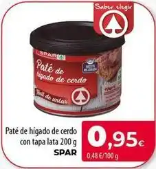 Spar Tenerife Spar - pate de higado de cerdo con tapa lata oferta