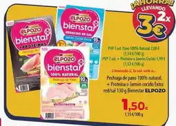 SPAR Lanzarote Elpozo - pechuga de pavo 100% natural, + proteina o jamon cocido extra red/sal bienstar oferta