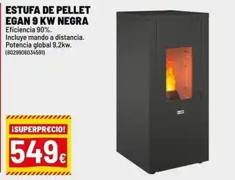 Estufa de pellet egan 9 kw negra