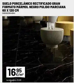 Brico Depôt Suelo porcelanico rectificado gran formato marmol negro pulido oferta