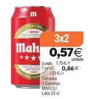 Plenus Supermercados Mahou - cervexa 5 estrelas oferta