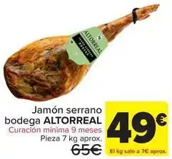Carrefour Altorreal - jamón serrano bodega oferta