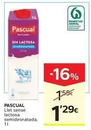 Caprabo Pascual - llet sense lactosa semidesnatada oferta