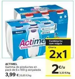 Caprabo Actimel - gamma de productes en pack senyalada oferta