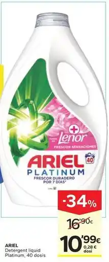 Caprabo Ariel - detergent líquid platinum 40 dosis oferta