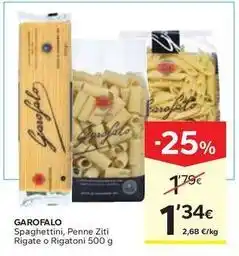 Caprabo Garofalo - spaghettini, penne ziti rigate o rigatoni oferta