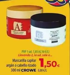 Spar La Palma Crowe - mascarilla capilar argan o cabello rizado oferta