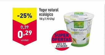 ALDI Yogur Natural Ecológico oferta