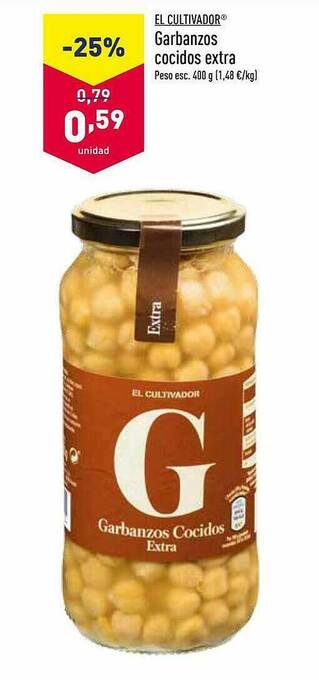 ALDI El Cultivador Garbanzos Cocidos Extra oferta