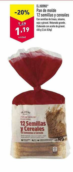 ALDI El Horno Pan De Molde 12 Semillas Y Cereales oferta