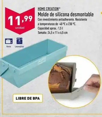 ALDI Home Creation Molde De Silicona Desmontable oferta