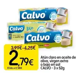 Dialprix Calvo atún claro en aceite de oliva, virgen extra o bajo en sal oferta