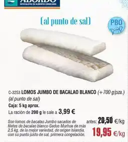Abordo Blanco - lomos jumbo de bacalao oferta