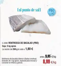 Abordo Ventresca de bacalao oferta
