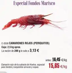 Abordo Camarones rojos (periquitos) oferta
