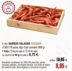 Abordo Origen - gambas saladas cocidas oferta