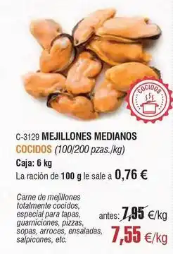 Abordo Mejillones medianos cocidos oferta