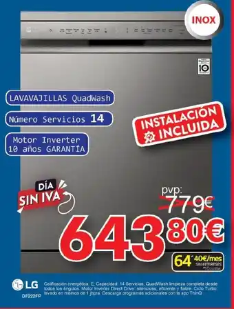 Electro Hiper Europa LG Inox Lavavajillas Quadwash oferta