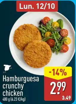 ALDI Hamburguesa crunchy chicken oferta