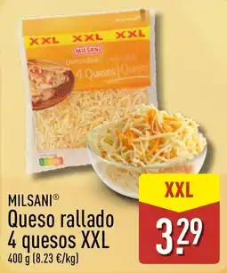 ALDI Milsani queso rallado 4 quesos xxl oferta