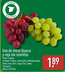 ALDI Uva de mesa blanca y roja sin semillas oferta