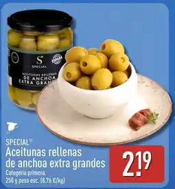 ALDI Special aceitunas rellenas de anchoa extra grandes oferta