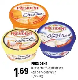 Coviran President queso crema camembert azul o cheddar oferta