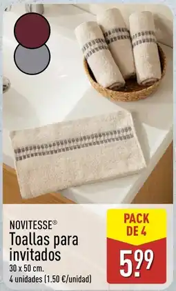 ALDI Novitesse toallas para invitados oferta