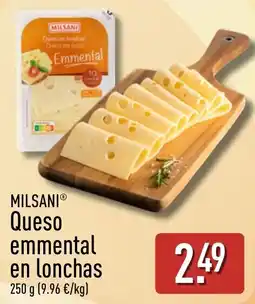 ALDI Milsani queso emmental en lonchas oferta