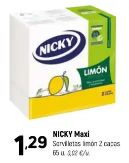 Coviran Nicky Maxi servilletas limón 2 capas oferta