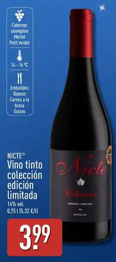 ALDI NICTE vino tinto colección edición limitada oferta