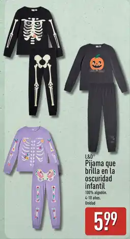 ALDI L&D Pijama que brilla en la oscuridad infantil oferta